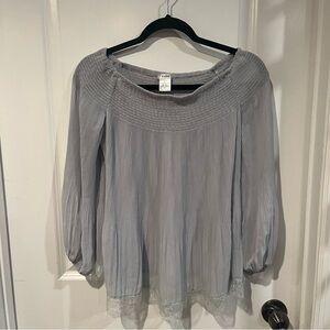Esley blue/gray off the shoulder blouse. Very light weight. Size S
